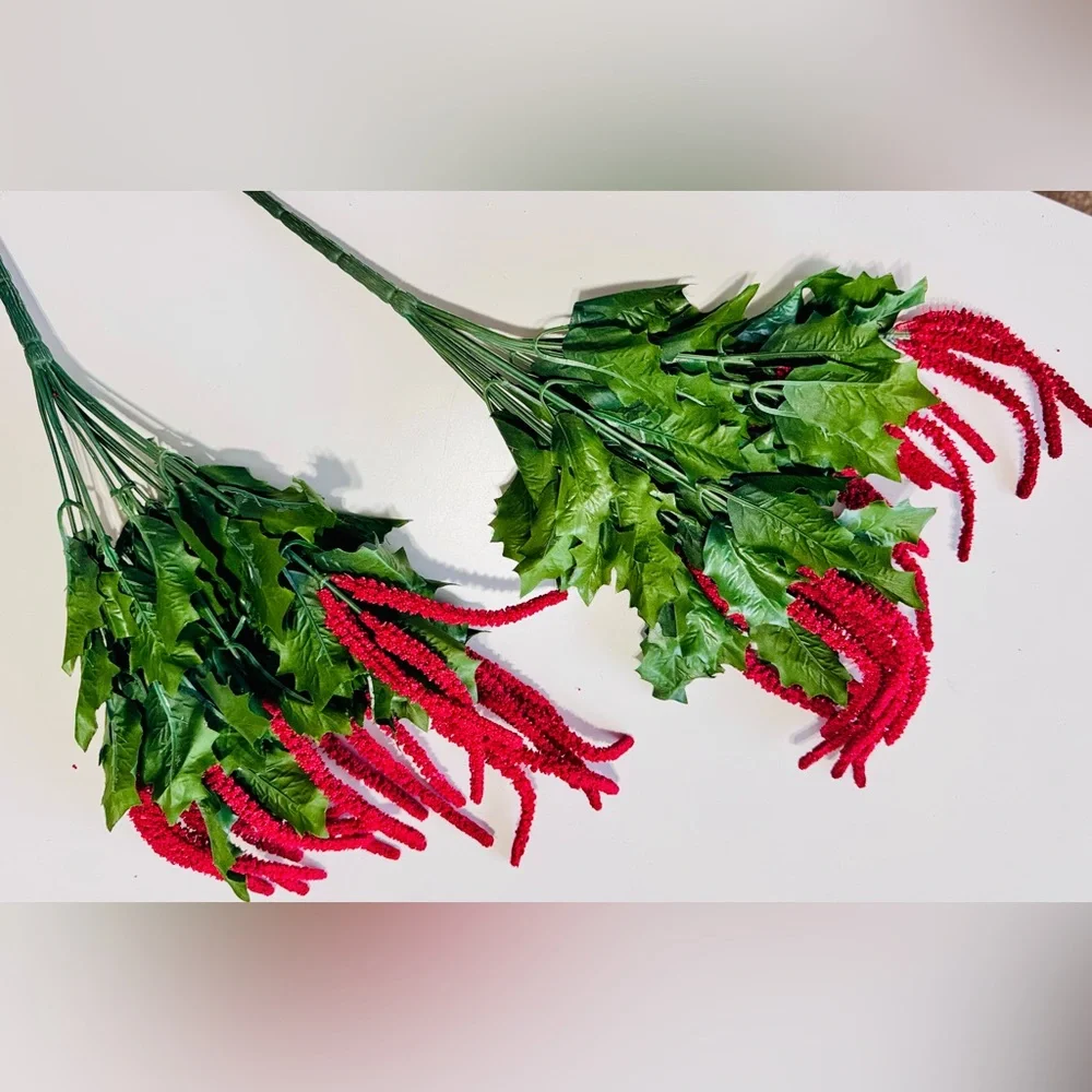 2 Pcs LIFELIKE Red Amaranthus Flower Picks Floral Decor Arrangement